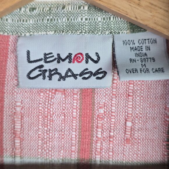 Plaid Crop Jacket Lemon Grass 14 Pink Green 100% Cotton Retro Zip Fall Vintage - Picture 3 of 11